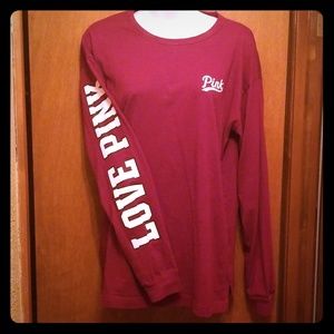 PINK open back long sleeve shirt sz S NWOT